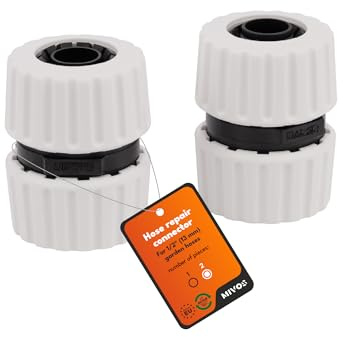 Mivos 2 x Schlauch-Reparatur für 1/2 Zoll (13 mm) Gartenschläuche - Hergestellt aus 90% Recyceltem Kunststoff - Schlauch-Kupplung 1/2 - Reparaturverbinder - Made in EU
