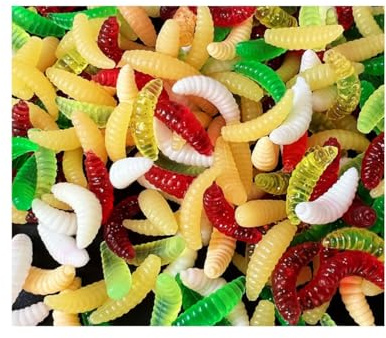 HOUSON 200pcs Worm Fishing Lure, Trout Lure Rubber Artificial Bait for Saltwater and Freshwater Fishing for Sturgeon Bass Trout