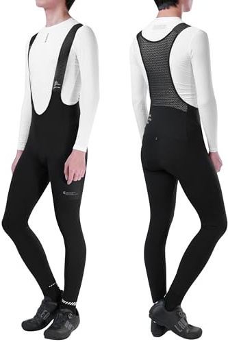INBIKE Salopette Ciclismo Uomo Invernale con Tasche Pantaloni Ciclismo in Pile con Fondello Pantaloni Lunghi MTB Pantaloni Bici Antishock Riflettente in 3D Gel,XL