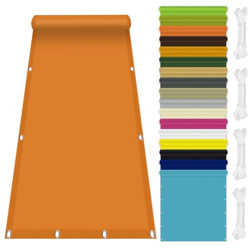 Sonnensegel Rechtwinklig 7 x 7 m Wetterschutz Sonnenschutz PES Polyester Sonnensegel Nach Maß mit Ösen mit Befestigungsseile für Patio Garten Hinterhof, Orange