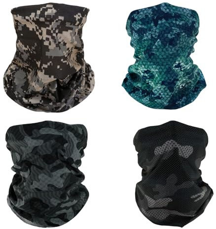 SMEHCF 4 mångsidiga huvuddukar för kvinnor män, 4 svart grå digital camo, one size