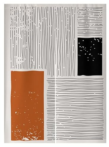 Küchenvorhänge Schwarzes Graffiti Beige Scheibengardinen Polyester Vorhänge Kurz Waschbar Raumteiler Vorhang Türvorhang Langlebig Küchenvorhang Kurze Gardinen Verdickung Tür Vorhang 70x150cm