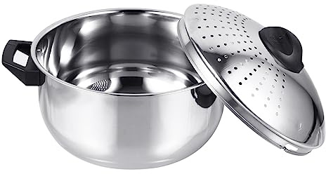 Hemobllo Marmite à Nouilles Antiadhésive 24 Cm En Acier Inoxydable, Légère Et Portable, Pour Cuisinière à Gaz, Cuisson Rapide De Pâtes Et Préparation De Soupe, Ustensile Multifonctionnel Pratique