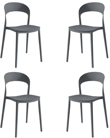 eacommerce | Sedia impilabile da cucina | Polipropilene 40x39x78 cm | Leggera, facile da pulire, design ergonomico | Adatta per interni ed esterni, resistente e versatile (Set 4 Sedie, Antracite)