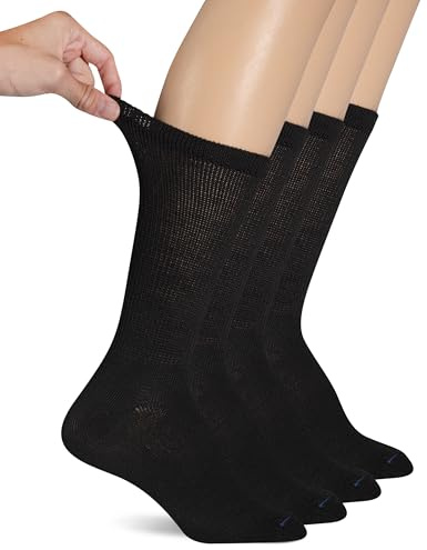 Dr. Scholl's Women's Guaranteed Comfort Diabetic and Circulatory crew 4 Pack Socks,Black, 4-10