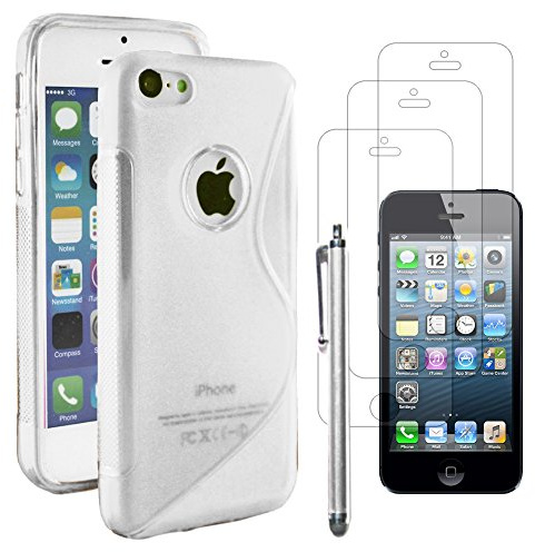 ebestStar - Coque Compatible avec iPhone SE 5S 5 Apple Etui Housse Silicone Gel TPU Souple Motif S-Line + Stylet + 3 Films d'écran, Transparent [Appareil: 123.8 x 58.6 x 7.6mm, 4.0'']
