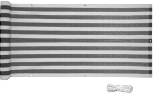 ESTEXO Balkon Sichtschutz/Balkonbespannung Balkonsichtschutz Balkonverkleidung 0,75 m x 6,00 m - Grau-Weiß gestreift