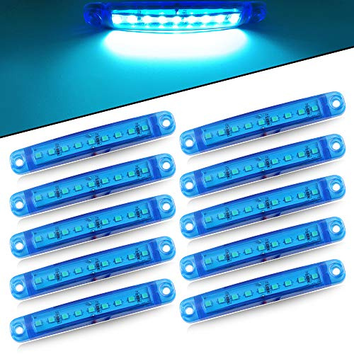 10pcs Lumière Latérale 9SMD 12-24V Feux Latéraux Super Lumineux LED Pour Latéral Feux de Position Du Camion de Conduite Automatique Lumière Avant Feux Arrière de Remorque Moto (Bleu)
