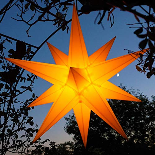Außenstern 55-60 cm Adventsstern Weihnachtsstern LED auswechselbar, gelb-gelborange, Kabel 7m, geschlossen, wetterfest, Balthasar
