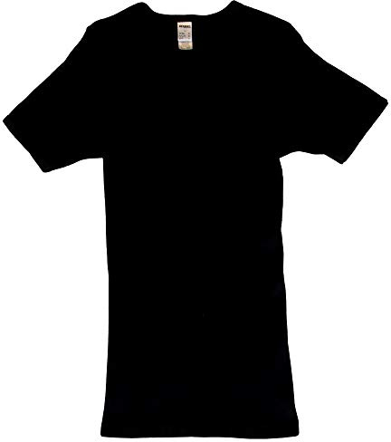 HERMKO 3842 Camiseta de Manga Corta para Hombre, canalé Doble, Camiseta Interior de Manga 1/4, 100% algodón orgánico, Größe Herren:9 (XXXL), Farbe:Negro