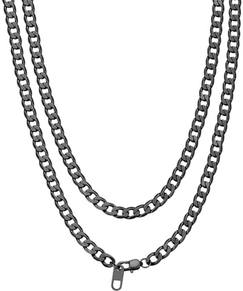 Bandmax Klassische Panzerkette Halskette 4mm/6mm/9mm breit kubanische Gliederkette für Damen Herren Jungen Mädchen Hip Hop Kubanische Kette Modeschmuck, 36cm bis 76cm, Gold/Schwarz/Silber
