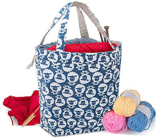 Teamoy Tragbare Wolle Aufbewahrungstasche, Schaf-Motiv (Nur Tasche) | Stricktasche zur Aufbewahrung von Wolle, Tragetasche für Garn und Häkelzubehör