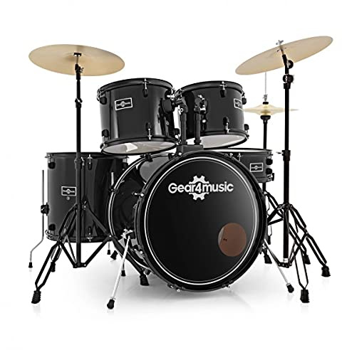 Full Size 5 Piece Beginners Drum Kit BDK-1+ by Gear4music Black