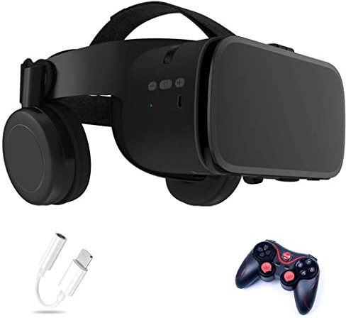 Gafas de Realidad Virtual, 3D VR Gafas con Controlador Bluetooth para Juegos Visión Panorámico VR Glasses para iPhone 13 Pro Max/13 Pro/13/12/11, para Samsung Galaxy S21, Huawei, Xiaomi