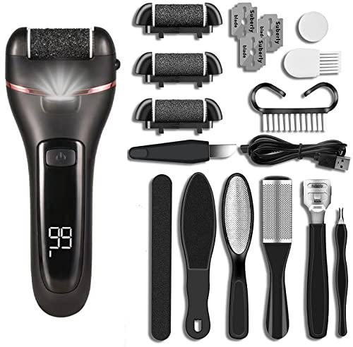 Layhou Lima elettrica per piedi, impermeabile, portatile, display digitale, rimozione della pelle dura, strumento per pedicure, raschietto per calli (blu)