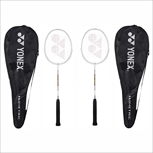 YONEX Lot de 2 raquettes de badminton en aluminium Gr 303I fabriquées en Inde avec couverture complète (blanc/blanc)