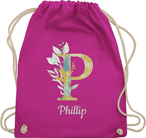 Turnbeutel Rucksack - Initialen - Namens Geschenk - Unisize - Fuchsia - personalisierte geschenke schulkind selbst bedrucken rucksäcke sporttasche kindergarten anfangsbuchstaben stoff
