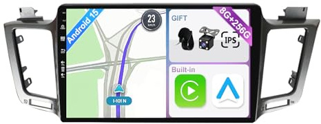 YUNTX [8GB+256GB] Android 15 Autoradio per Toyota RAV4(2013-2018)-[Incorporato Carplay/Android Auto/DSP/GPS]-10.1 Pollice IPS 2.5D Touch Screen-CAM+MIC-DAB/AHD Camera/Bluetooth 5.0/Mirror Link