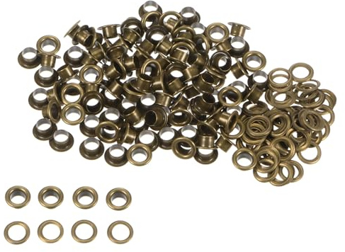 QUARKZMAN 100 Ensembles Œillets en Métal de 6mm ID avec Rondelles Bronze | Œillets en Fer pour Chaussures Vêtements Ceintures Étiquettes Sacs Tissus Cuir,DIY Accessoires