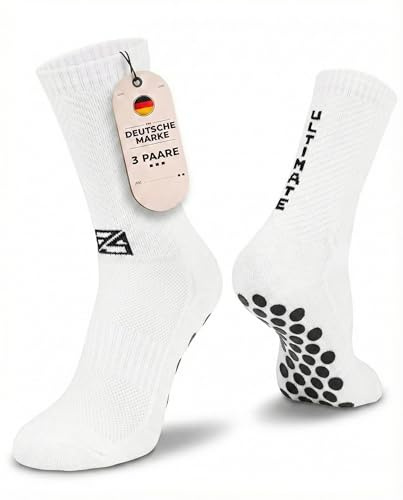 as ULTIMATE Football Socks & Grip Socks 3er Pack – Fußball-Socken Herren mit 6 Monate Anti-Loch Garantie – Antirutschsocken, rutschfeste Socken, blasenfrei & Grip Socken Fussball – Sport Socken Set