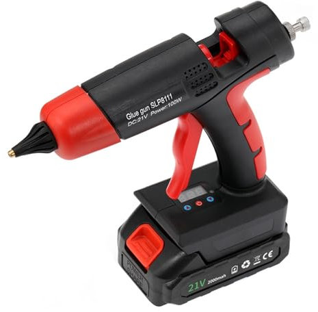 Pistola for colla elettrica con fusibile caldo da 100 W compatibile con batteria al litio Ma-kita21V Display digitale Pistola for colla a caldo wireless a temperatura regolabile (Size : EU Plug 1 Bat