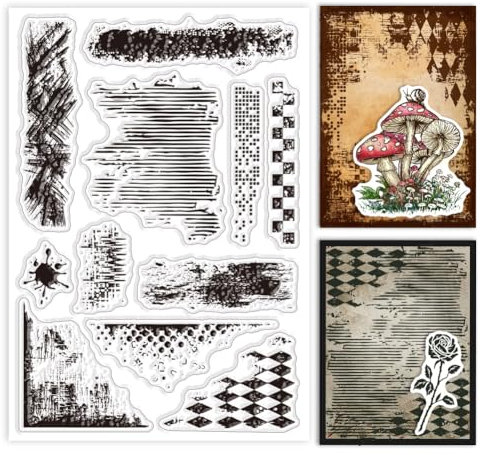 GLOBLELAND Klare Stempel Mit Vintage Textur Hintergrund Für Kartenherstellung, Retro Markierungshintergrund, Transparente Silikon Stempelsiegel, Transparente Stempel Für DIY, Scrapbooking