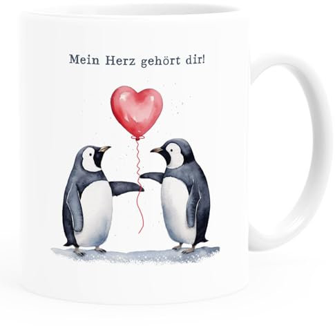 SpecialMe® Kaffee-Tasse Spruch Geschenk Liebe Mein Herz gehört Dir Luftballon Geschenkidee Mann Frau Valentinstag weiß standard