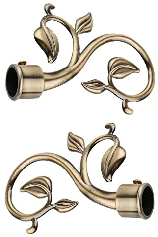 Milageto 2X Elegante Blätter förmig Gardinenstange Endstücke für Wohnzimmer und Schlafzimmer - Gold