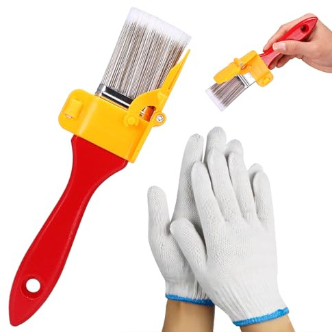 Edger Paint Brush Set 1Pcs Edger Paint Brush+1pair Cotton gloves for Home Office Room Wall Ceilings Detail Trim, Paint Edger for Cutting in Interior Wall Concealed Corner…