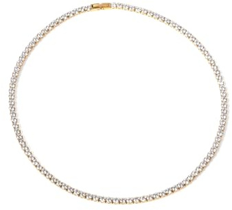 UNSHINEBAR Tennis Kette für Herren und Damen - Streetwear Iced Out Tennis Chain aus Edelstahl und 18K Gold mit Zirkonia Steinen - Wasserfeste Tennis Kette - 4mm Breite Halskette