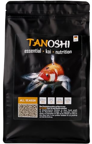 Tanoshi Koifutter - All Season 1,2 kg 6mm | Schwimmendes Ganzjahres Allein-Koifutter für ausgewogene Koi-Ernährung mit Lachsöl (6 mm)
