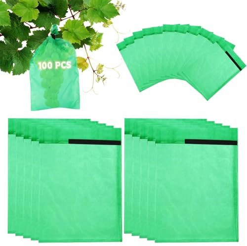 100 Sac Protection Fruits, Sac de Protection de Raisins, Sacs Filets Protection, Jardin Plant Fruits Protection Sac, pour Protéger Contre Guêpes Oiseaux et Autres Insectes