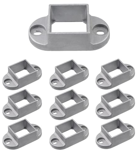 Mewutal 10pcs Square Deck Railing Brackets 1.5 × 1.5 Post Anchor | Aluminum Alloy, 40×40mm, Post Flange Base, Silver Post Fence Fitting, Floor Mount Guardrail Accessories