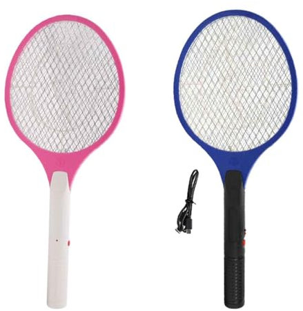 Racchetta Elettrica Ricaricabile Ammazza Zanzare e Mosche, 2 Pezzi, 52 x 21,2 cm, Colore Assortito