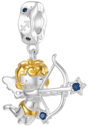 Symretie Perla de cadena del signo zodiacal Sagitario de plata 925, compatible con pulseras y collares de estilo Pandora y europeo, adecuada para mujeres y niñas.