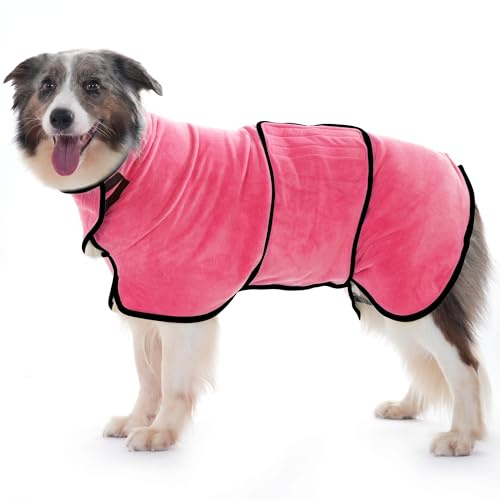 HezzLuv Hundebademantel Ultra Saugfähig Mikrofaser Hunde Trockenmantel für Schnelles Trocknen, Weiches Doppel-Layer Hundehandtuch für Welpen & Erwachsene Haustiere Katzen