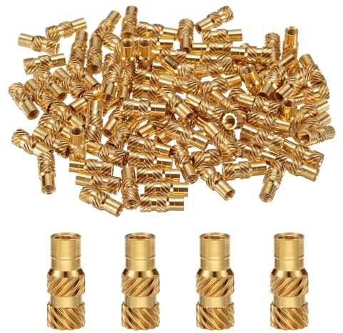 QUARKZMAN 100 Stück M3 Gewindeeinsätze Messing Heat Set Insert M3x12mm, OD 5mm gerändelte Einpressmuttern, 3D Druck Messingmuttern weibliche Gewindeeinsätze Muttern