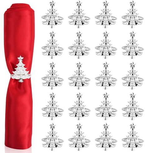 RETON 20 Stück Weihnachts-Serviettenringe Set, Weihnachtsbaum-Serviettenring für Weihnachten, Serviettenhalter für Hochzeitsservietten, Tischdekoration, Weihnachtsveranstaltungen, Hochzeit
