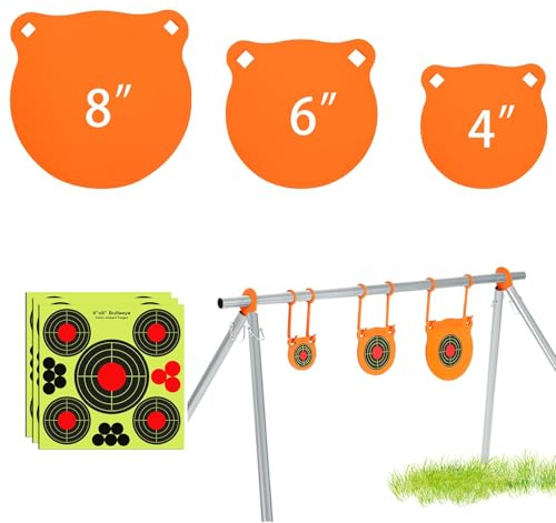 GADFISH AR500 Steel Target Combo Set, 3/8 Gong Target Hanging Kit, Outdoor Hanging Gong Targets with 10 Pcs Paper Targets, Complete AR500 Steel Kit Fit for 1 Inch OD EMT Conduit (Without Metal Tube)
