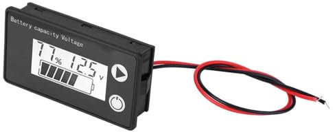 Batteriemessgerät, Batteriekapazitätsmonitor, Tester, Lithium-Batterie, LCD, 12 V, Batteriekapazitätsanzeige, Universal-Digitalanzeige, Voltmeter ((10-100V) weiß + Alarm)