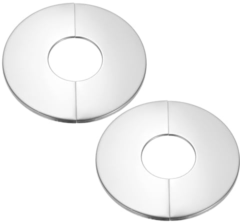 PATIKIL Wall Split Flange 2 (53mm),2 Pcs Stainless Steel Round Self-Adhesive Escutcheon Plate Plumbing Wall Cover for Kitchen Bathroom Arm Pipe Faucet Decoration, Silver