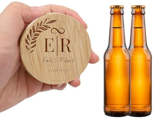 Bomboniere Personalizzate For Matrimonio, Calamita Da Frigorifero In Legno Personalizzata For Matrimonio, Apribottiglie For Birra, Souvenir For Invitati Al Matrimonio, Bar O Utensile For Bar(50pCS)
