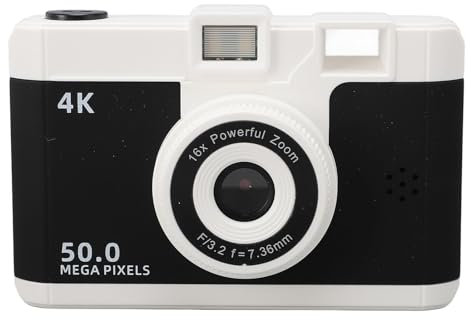 Rankomu Fotocamera digitale 50MP 1080P, piccola fotocamera compatta con doppia fotocamera anteriore posteriore, zoom digitale 8x, schermo da 2,4, batteria 800mAh, nero