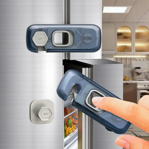 2 Stück Kinder Kühlschrank Schloss, Ohne Bohren Kühlschrankschloss, Fenster Sicherungen Kinder, Kindersicherung für Waschmaschine, Schränke, Kleiderschränke, Toiletten