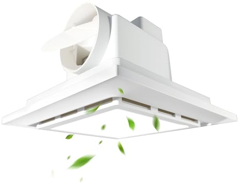 Yue Feng Bathroom Exhaust Fan with Light,11.8 inch Panel Bathroom Vent Fan with 12W LED Light,120 CFM 1.0 Sones Low Noise,4 Inch Duct Quiet Square Fan for Home,Bath Restroom,Hotel,Office