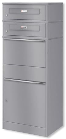 Metzler cassetta postale pacchi da esterno con 2 cassette e targhetta nome sostituibile RAL 9007 acciaio zincato resistente alle intemperie montaggio semplice per famiglie design moderno