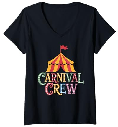 Femme Carnival Crew Chapiteau Cirque Lumière Festival Équipe T-Shirt avec Col en V