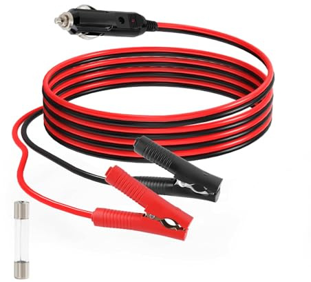 ELFCULB Zigarettenanzünder Stecker auf Krokodilklemmen 14AWG 1,5m | 12V Zigarettenanzünder Männlich auf Krokodilklemmen Verlängerungskabel für Autokühlschrank, Luftpumpe, Kompressor