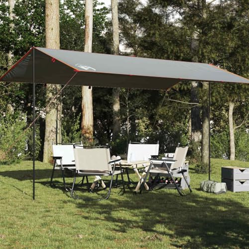 HaoChrymec Tarp Grau und Orange mit Wasserdichtem Polyesterstoff, 185T Material, Multifunktionales Design, Sonnenschutz Camping, Zeltplane Wasserdicht, Outdoor-Plane, 500 x 294 cm