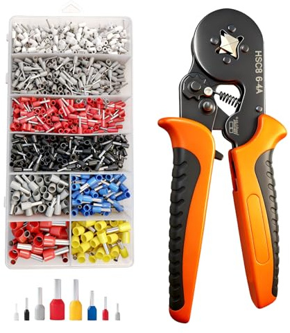 JEDWKFA Pinza Crimpatrice, 1800 Pezzi Capicorda Elettrici a Crimpare, Set di Puntalini, 0,25-10mm², Kit Elettricista, Crimpatrice per Auto e Installazioni Elettriche